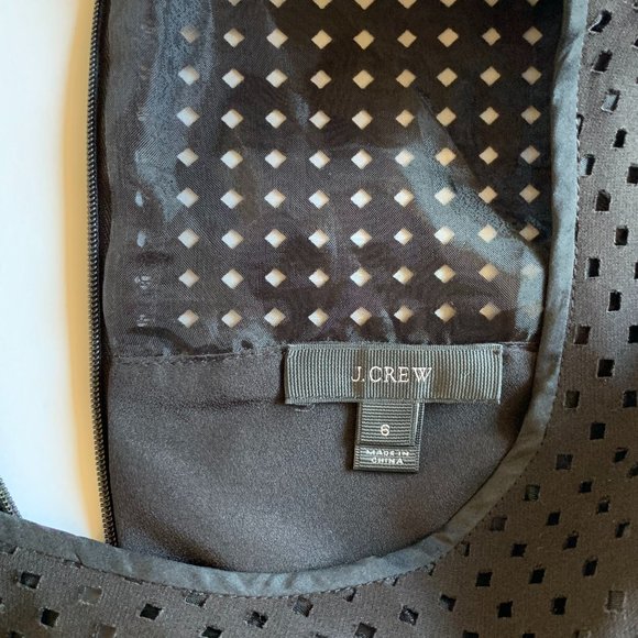 J. Crew | Black Perforated A-line Box Pleats Party Cocktail Dress sz 6 - Picture 6 of 12